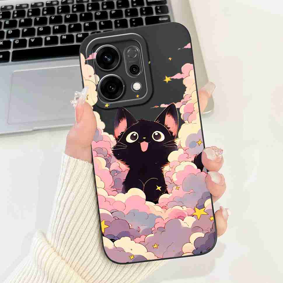 For Oppo Reno14 5G PLA110 Case Cute Rabbit Sunflower Soft Silicon Cover For Oppo Reno 14 CPH2737 6.59" Protective Cases Coque