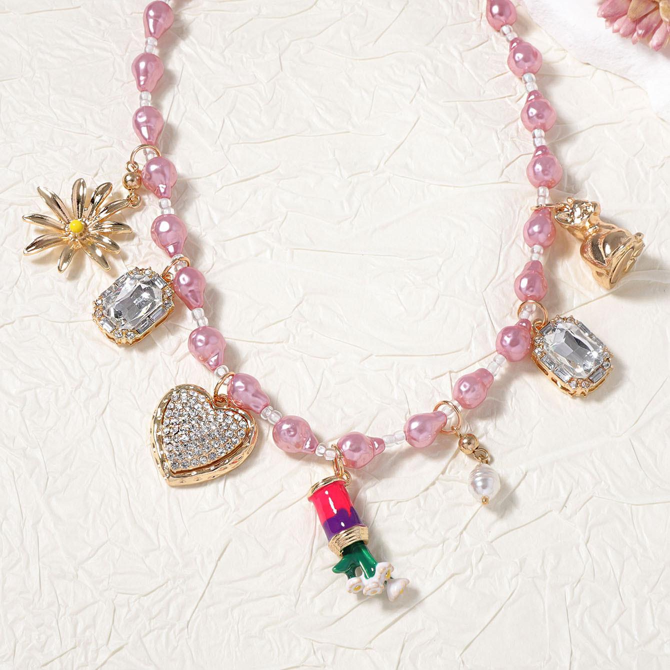 

Стильное и элегантное трехмерное ожерелье-цепочка с подвеской из сплава и бусинами, изысканные и высококачественные универсальные повседневные модели для женщин