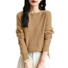 Women's Fashion Knit Round Neck Pullover Base Layer Sweater Color Long Sleeve Top