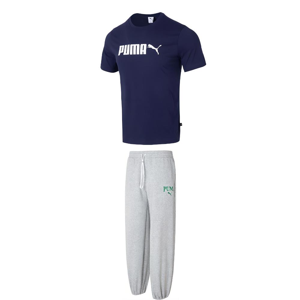 

Puma Дышащий пуловер с круглым вырезом, топ с коротким рукавом и вязаные длинные брюки на кулиске, повседневный спортивный комплект, мужские комплекты 691338-06+682928-04 M