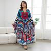 Vacation dress, long robe, loose positioned print beach cover-up, bikini dress