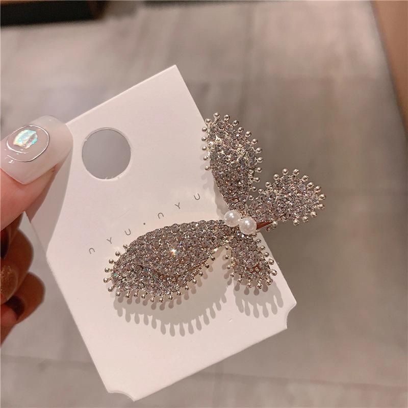 Elegant 2025 Korean Bow Pearl Rhinestone Hair Clip - Internet Celebrity Style