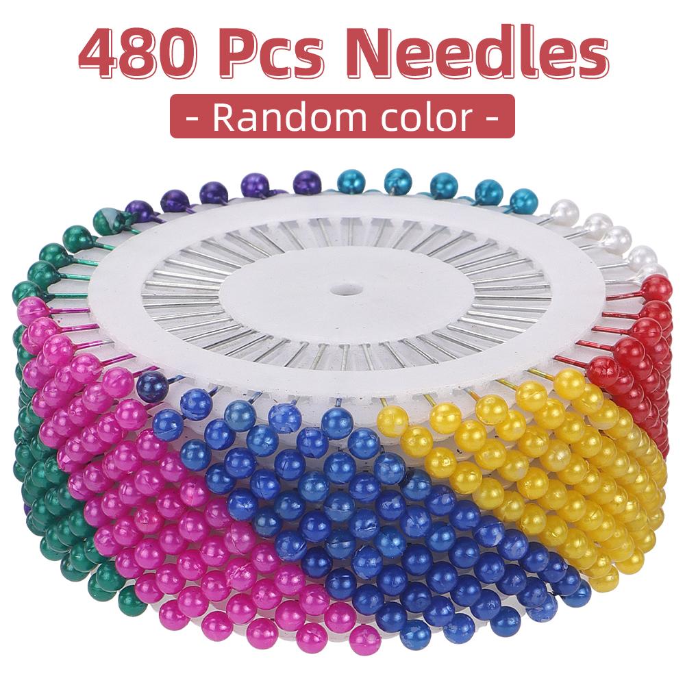 1set colored round sewing head positioning pins, bead head gauge pins, DIY hand sewing bead needle accessories, sewing pins