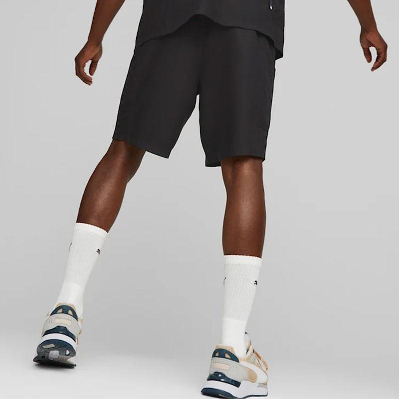 Puma Downtown Series Solid Color Elastic Waist Logo Patch Casual Shorts Men Bottoms Black 538253-01