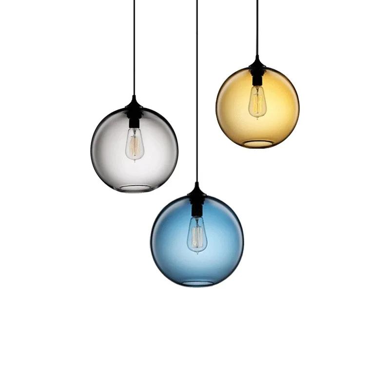 Nordic Internet Celebrity Single-head Colored Glass Ball Small Chandelier Retro Creative Personality Bar Restaurant Chandelier