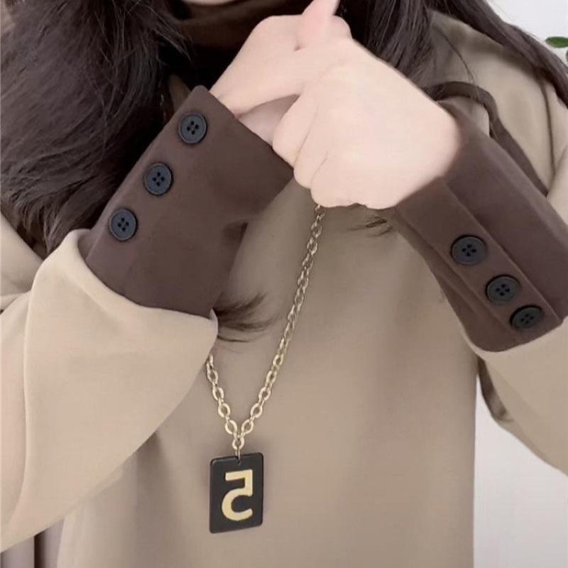 Europäischer Oversized-Doppelseitiger Samt-Rollkragenpullover - Damen Herbst/Winter, Langarm, Lockerer Schnitt, Schlankmachende Basisschicht