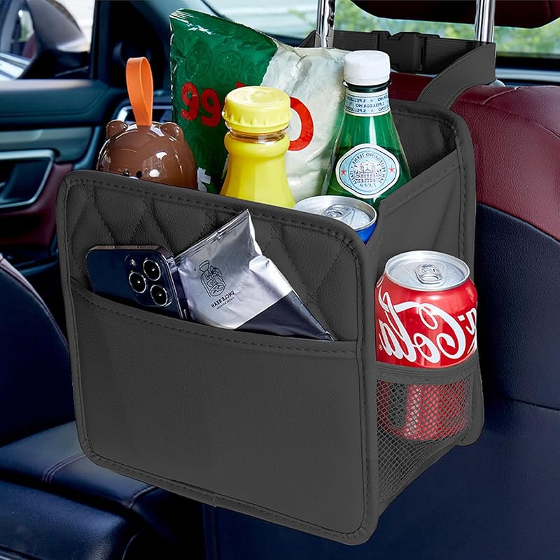 Car Seat Organizer, Backseat Car Organizer,2Pack Large Leather Waterproof Car Back Seat Organizer With Cup Holder Over Car Seat & Headrest Organizer Black 1Pack