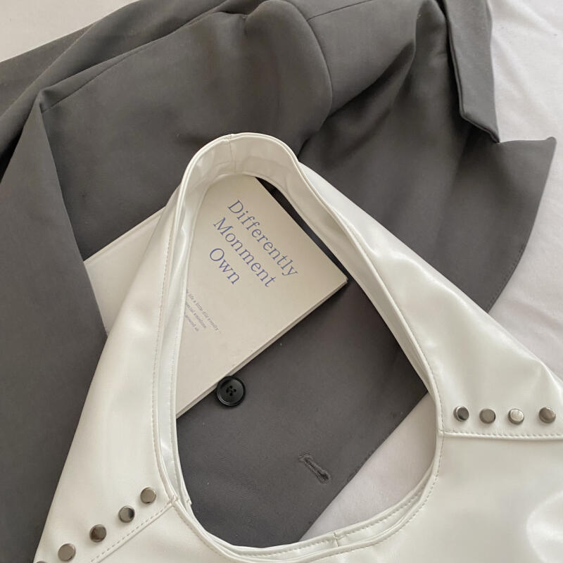 PU Hobo Bag Women's Fashion Shoulder Tote with Stud Detail Soft Texture Casual Everyday Handbag