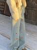 Women's High-Waisted Retro Dachshund Embroidery Wide-Leg Jeans - Slimming, Warm, Plus Velvet, Early Winter Style