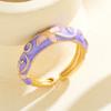 Colorful Oil-Drop Enamel Ring Versatile Drip Glazing Ring Vintage Flower Open Ring  Wedding