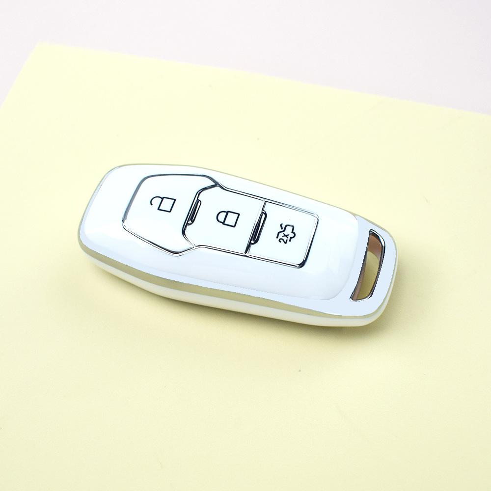 Silver Edge TPU Car Key Case Cover Keyless For Ford Mondeo 3 4 5 MK3 MK4 MK5 Focus 3 4 Ranger S C Max Explorer Fiesta Shell Fob Accessories