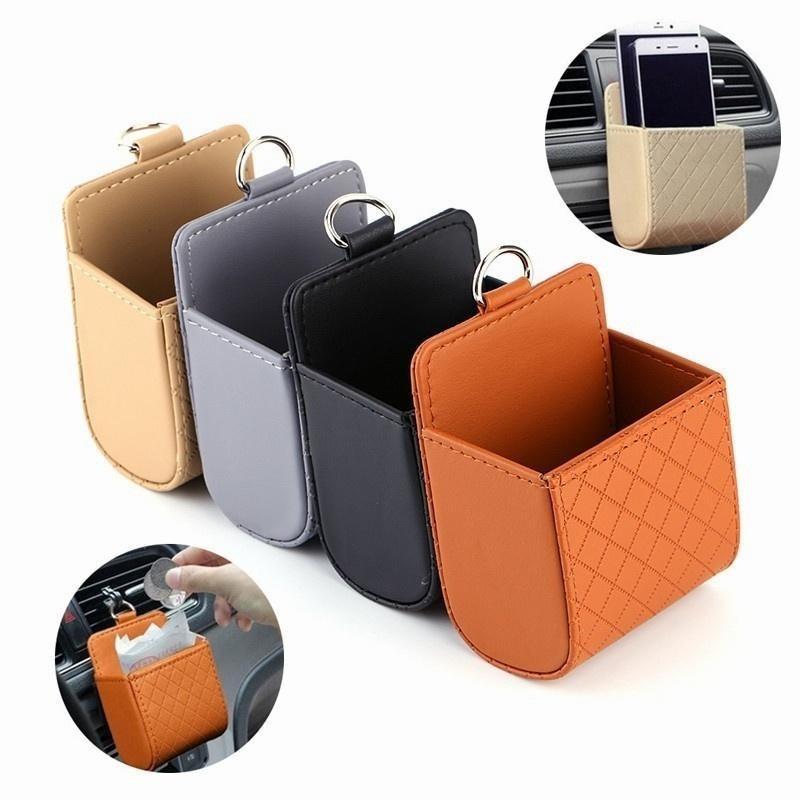 Leder Auto Lüftungsschlitz Aufbewahrungstasche Kreativ Cartoon Multifunktional Telefon Münz Organizer Box