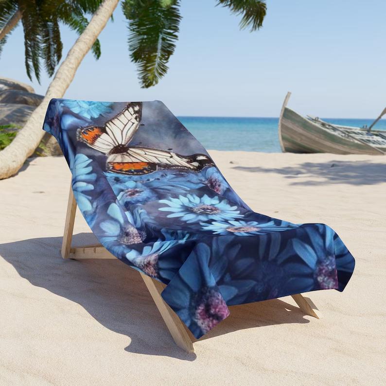 Ethereal Butterfly Beach Towel Celestial Universe Design Cosmic Butterfly Blanket Nature Inspired Towel Galaxy Beach Towels