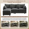 L-Shaped Corner Sofa with 4 Cushions and 3 Backrests, 3-Seater Sofa with Chaise Longue, Capacity up to 120 kg, Living Room Sofa 212×150×90 cm, Grey