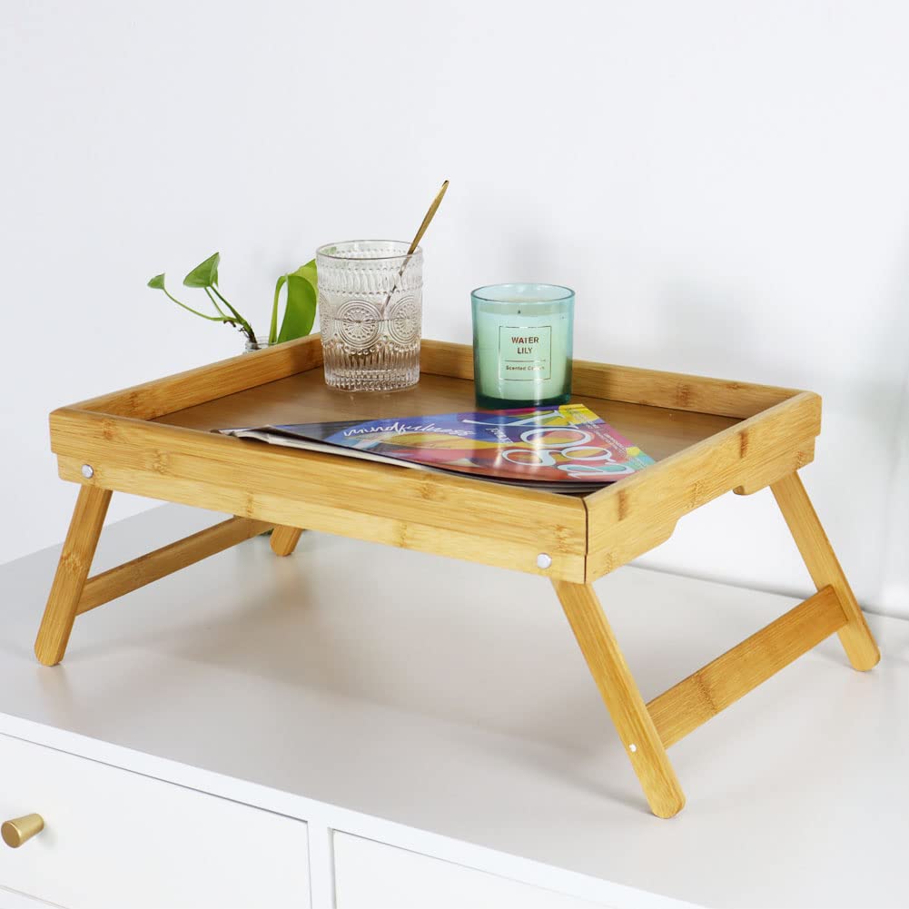 WKWKER Bamboo Folding Bedside Tray Low Chabudai Drafting Computer Desk Tray Table, Table, Table, Table, (Natural)