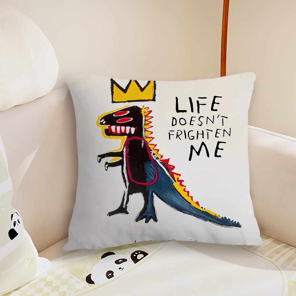 J-Jean-Michel B-Basquiat Art Pillow Case Living Room Sofa Cushion Cover Suitable For Home Bedroom Room Decoration