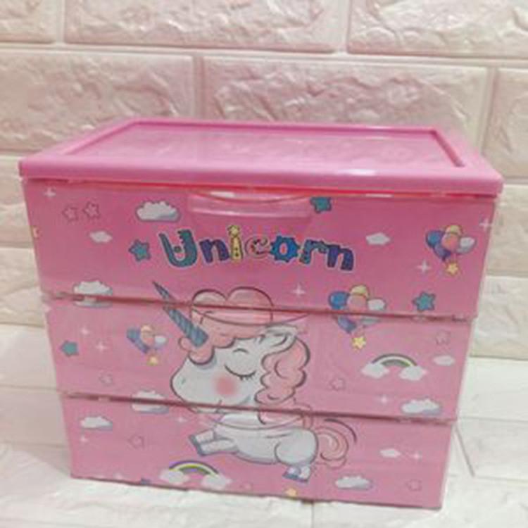 Hello Kitty Leopard Unicorn Melody Pattern Three Layer Drawer Style Storage Box For Jewelry And Makeup Organizer