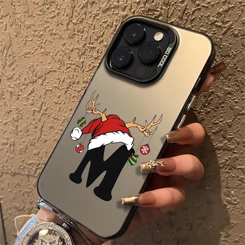 Creative Christmas M design phone case suitable for iPhone 17 16 15 14 13 12 11 Pro/Max/Plus anti drop and shockproof back cover