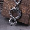 Never Fade Norse Ouroboros Dragon Snake Pendant Necklace with Wooden Gift Box