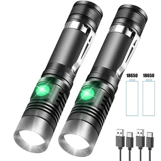 Outdoor Tactical Zoom Camping Waterproof Flash Light Aluminum Alloy Portable Torch Powerful LED Flashlight USB ReChargeable