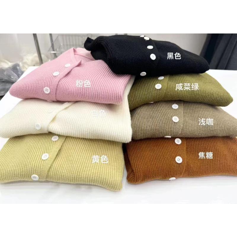 Autumn and winter new irregular single-breasted thin design loose V-neck long-sleeved knitted sweater with sweater women