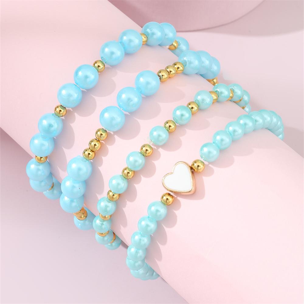 European and American New Children's Zircon Bracelet suit Little Girl Girl Love Oil Dropping Small Gold Beads Fashion Simple Four