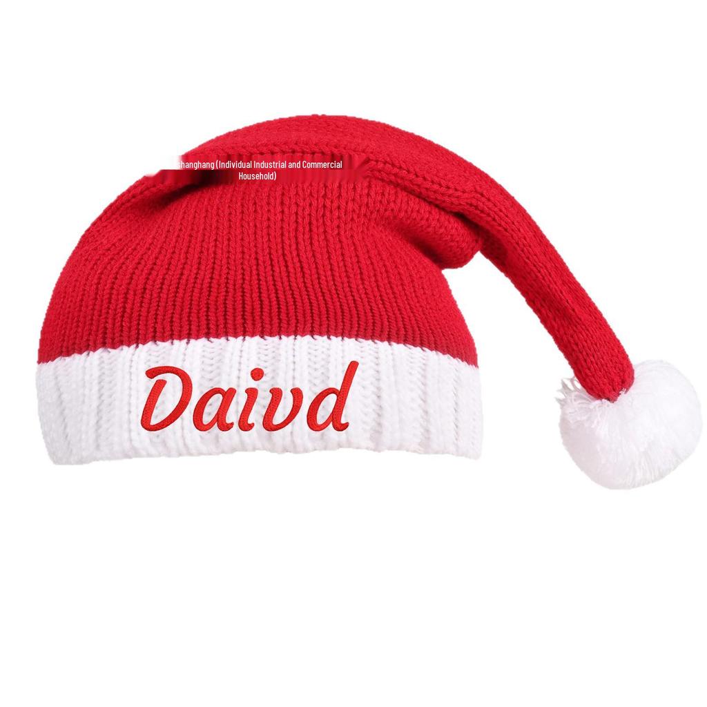 Christmas Holiday Knitted Hat with Text Design - Available in Plus and Small Sizes