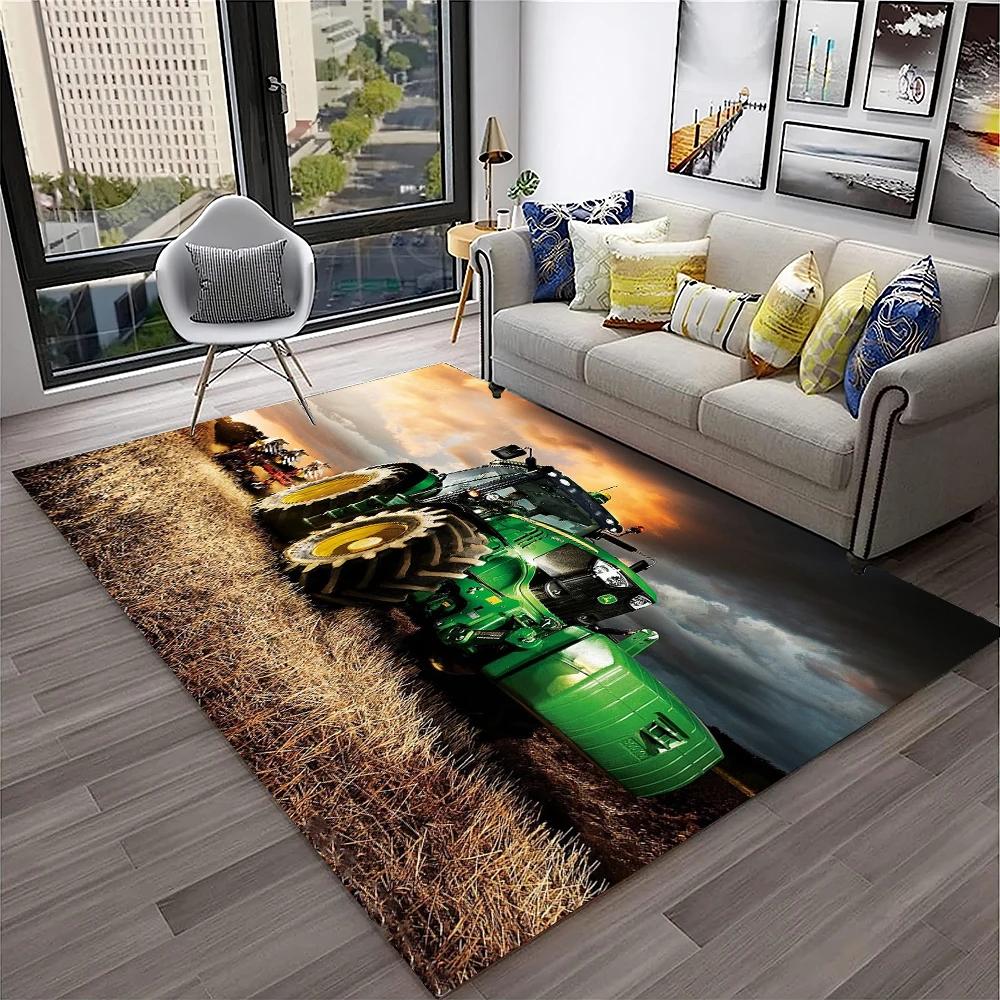 3D Retro Auto Traktor LKW Serie Teppich für Zuhause Wohnzimmer Schlafzimmer Sofa Fußmatte Dekor, Kinderzimmer Teppich Rutschfeste Bodenmatte