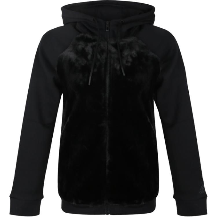 Adidas Isc Htt Fleece Knit Hooded Zip Jacket Women Casual Sports Warm Outerwear Black DY5768 M