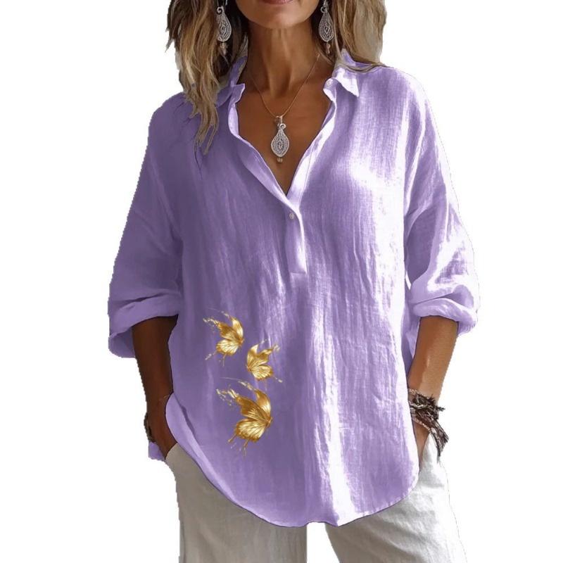 QICED Damesmode Casual Blouses & Overhemden met Lange Mouwen en V-hals
