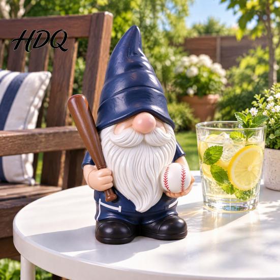 Home Office Ornament Baseball Gnome Figurine Resin Sports Theme Statue Holding Indoor Decorative Accents Bat & Ball Tabletop Decor Lover