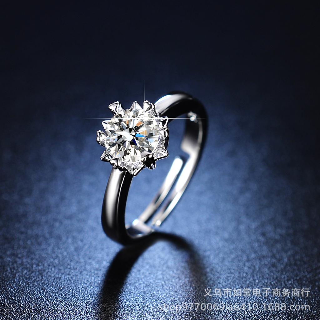 [Copper Products] Diamond-Encrusted Zircon Niche Design Opening Simple Ring Ring Woman