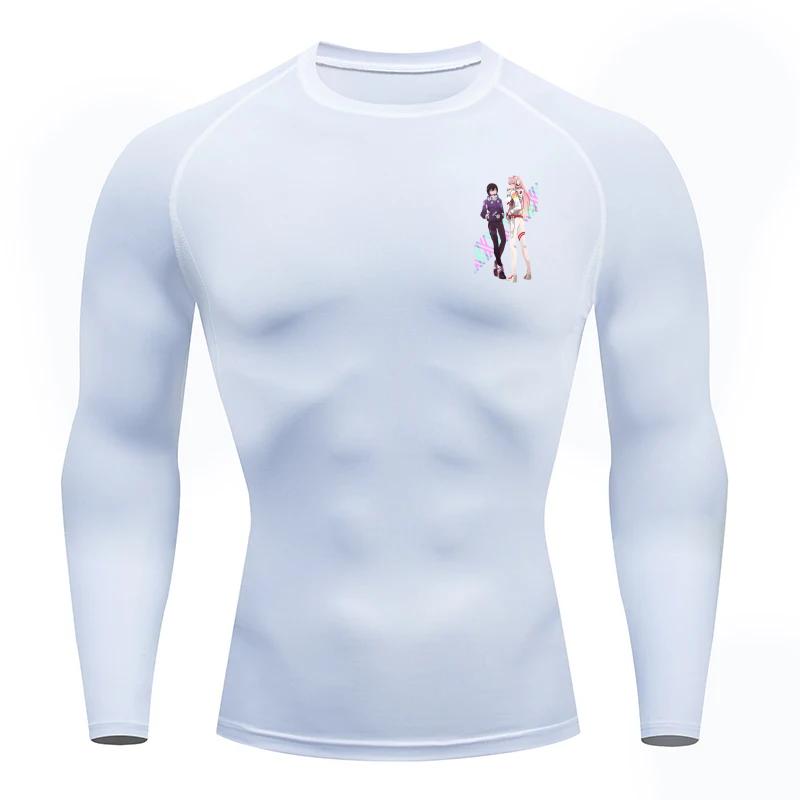 Bequemes Fitness-T-Shirt für Herren Zero Two Grafik Atmungsaktives Slim-Fit-Top, Sommer Gym Jogging Training Elastischer Fitnessanzug
