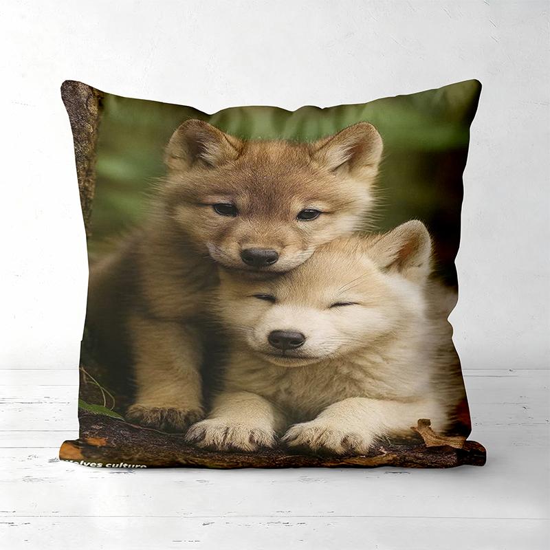 Wolf Pattern Pillow Covers Cute Wolf Family Design Polyester pillowcase, sofa decorative cushion cov Headboard Pillow