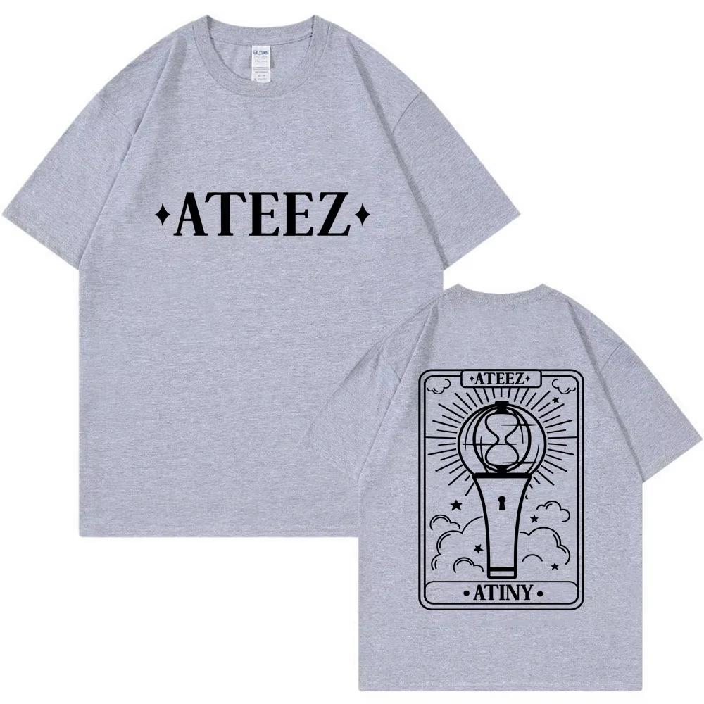 Korean ATEEZ The World Ep Fin Will Tour T Shirts Fashion Harajuku T Shirt Men Women Hip Hop Loose Cotton T-shirt Kpop Streetwear