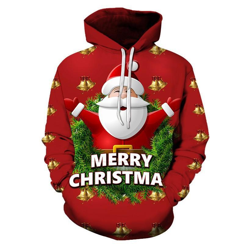 3D hoodie, casual men's sweater 3D printed hooded sweater, Christmas pattern direct supply
