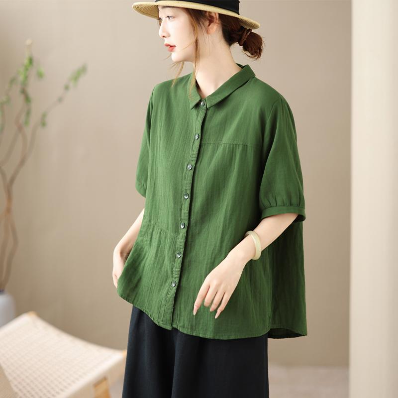 DIMANAF 2026 Plus Size Summer Women Blouse Shirts Casual Lady Tops Tunic Shirt Oversize Loose Tees Cotton Linen Vintage