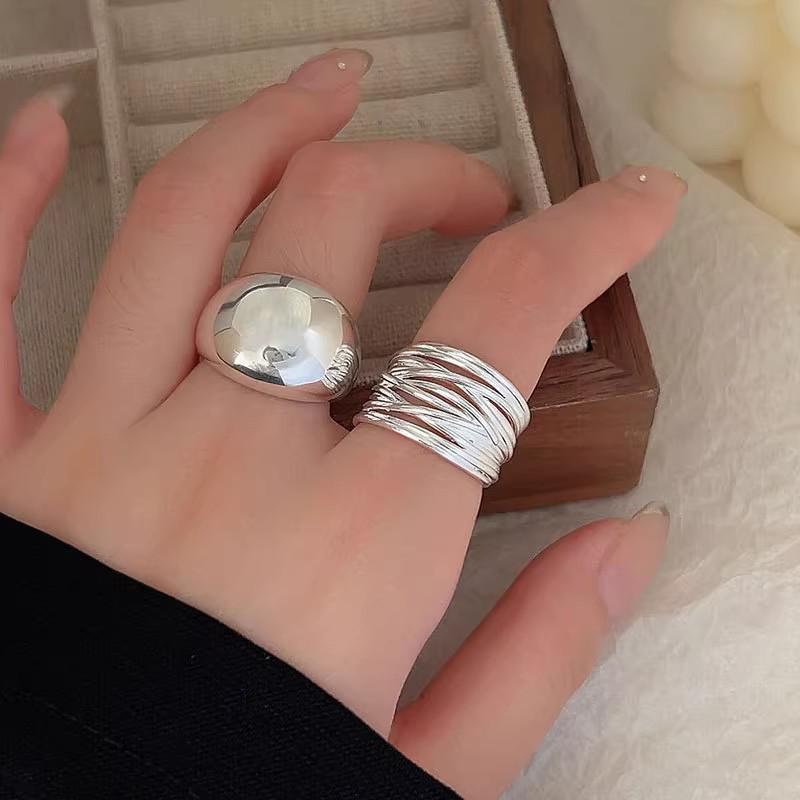 Geometric High-Polish Criss-Cross S925 Silver-Plated Open Ring - Women's Stackable Index Finger Jewelry