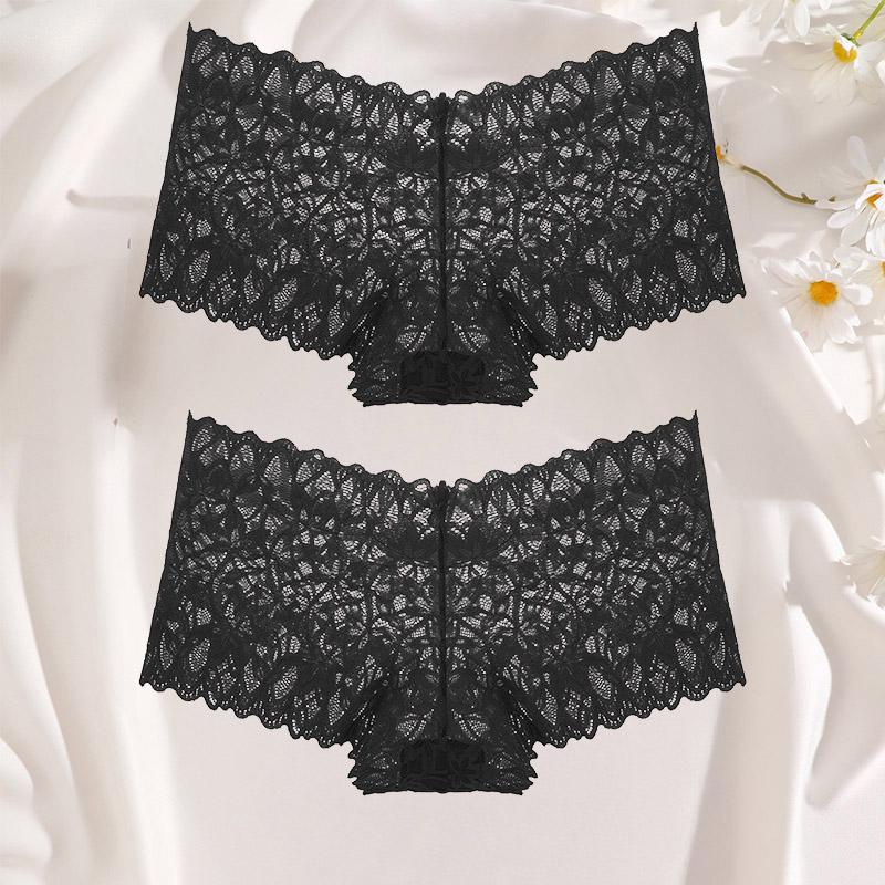 2 ks krajkové šortky pro ženy s nízkým pasem, květované spodní prádlo S-XL, sexy kalhotky pro dívky, dámské krajkové kalhotky, spodní prádlo