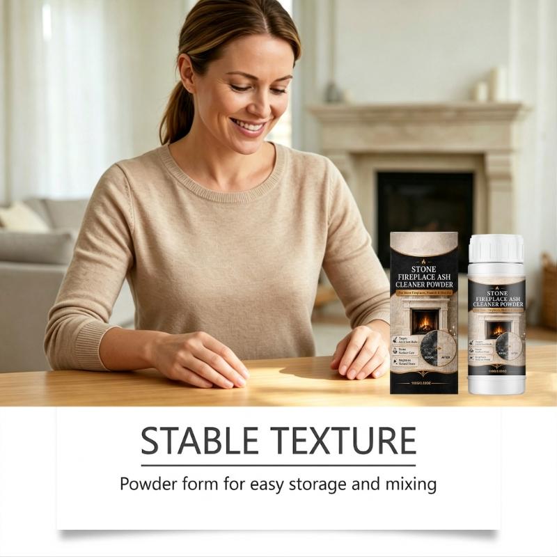 Fine Stone Hearth Cleaning Powder in a Plastic Bottle for Soot Care, Controlled Dispensing, Routine Mantel Cleaning and End-of-Season Surround