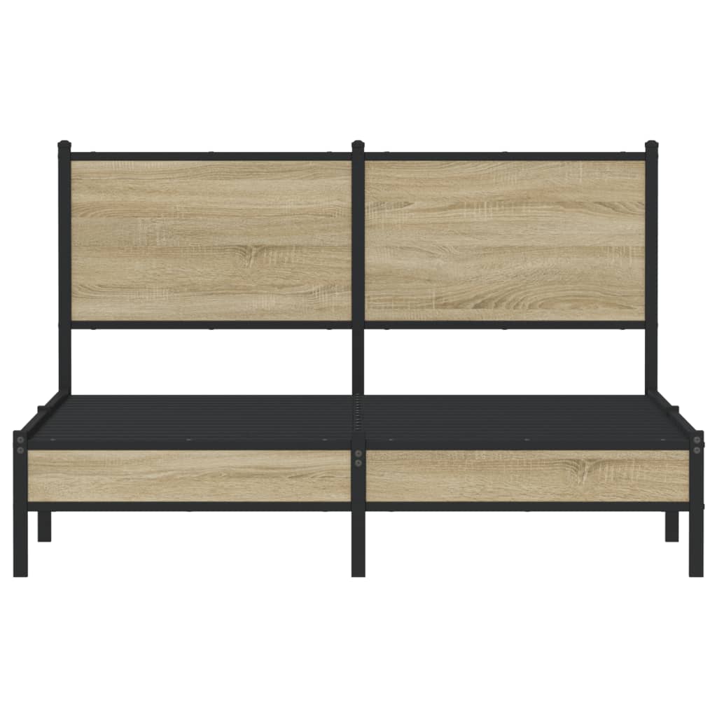 Vidaxl Metal Bed Frame, Without Mattress, Sonoma Oak, 140X190 Cm