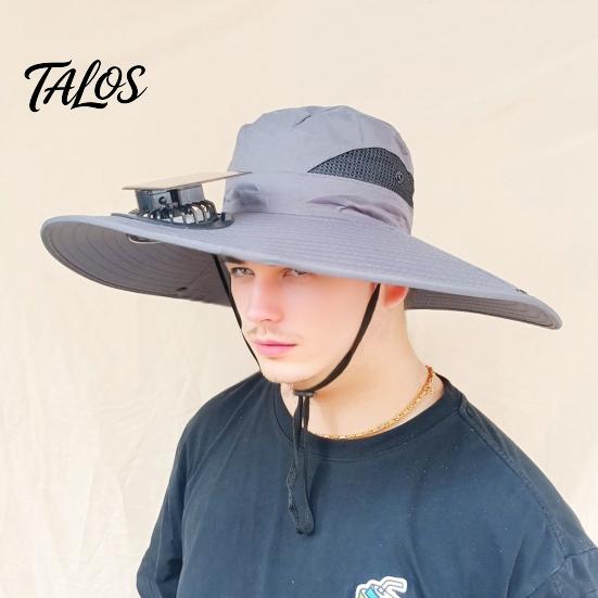 Outdoor Fishing Hat With Moisture-wicking Properties Fan Wide-Brimmed with Dual-Power Design Solar-powered Cooling For Cycling Solar USB Charging
