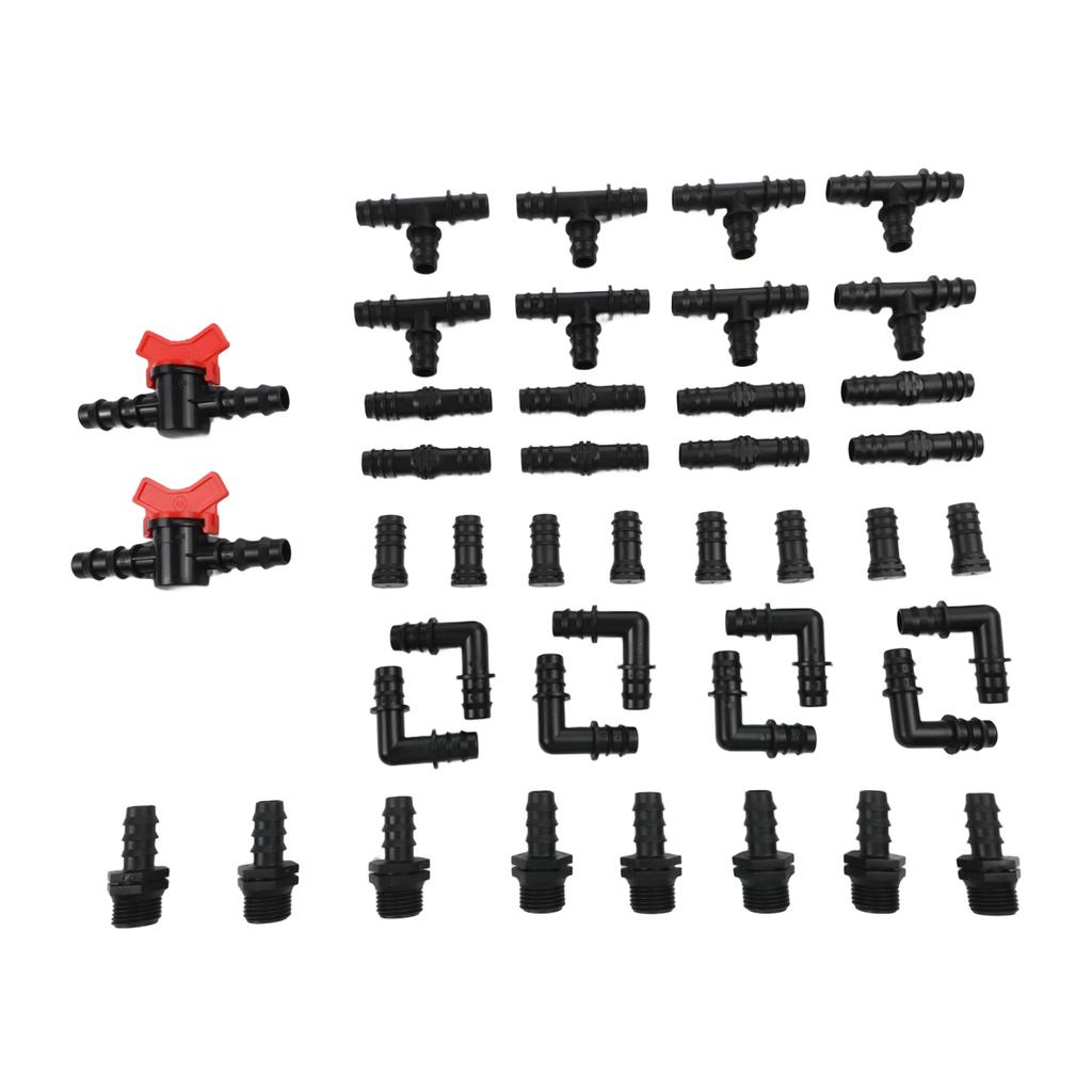 1/2" Drip Irrigation Fittings Kit 1/2In Tubing Fitting Set Straight Tee Elbow-Plug Coupling Garden Watering Hose Connectors