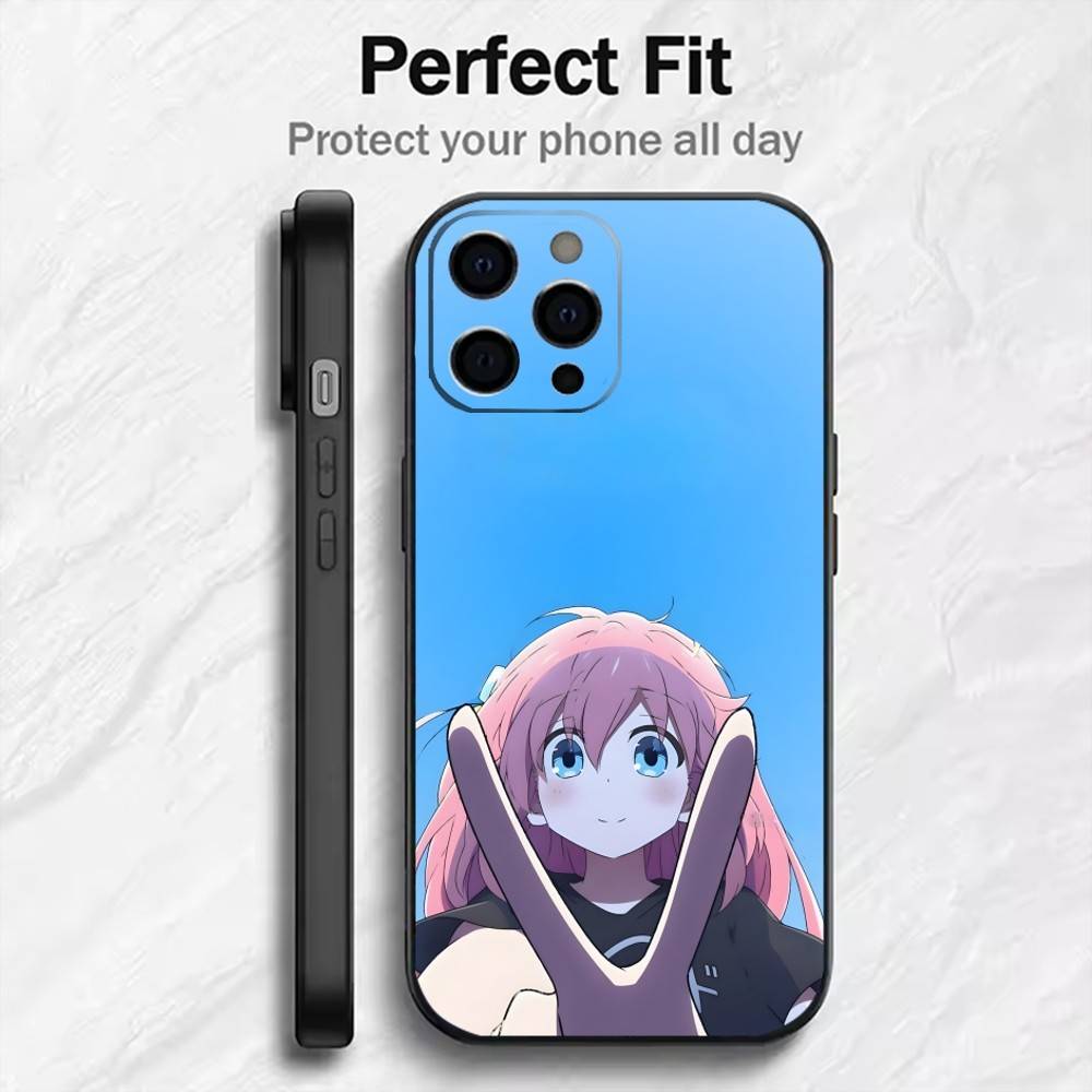 B-t-R Anime Bocchi H-Hitori Gotou Handyhülle Für iPhone17,16,15,14,13,12 Plus,Max Weiche Silikon Schwarze Hülle