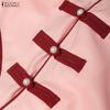 ZANZEA Women Elegant Casual Round Neck Summer Sleeveless Print Dress