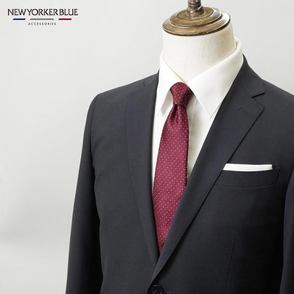 [New Yorker Blue] Polka Dot Tie NB922516 Red, One Size Fits All, Business Suit Style, Gift