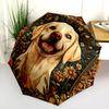 Happy Labrador pattern, automatic folding umbrella, portable and foldable design, 8 ribs, a Christmas or birthday gift.