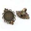 20mm 5 Stück Antik Versilbert Bronze Messing Verstellbare Ringfassungen Leer/Basis,Passend für 20mm Glas Cabochon,Knöpfe;Ringeinfassungen