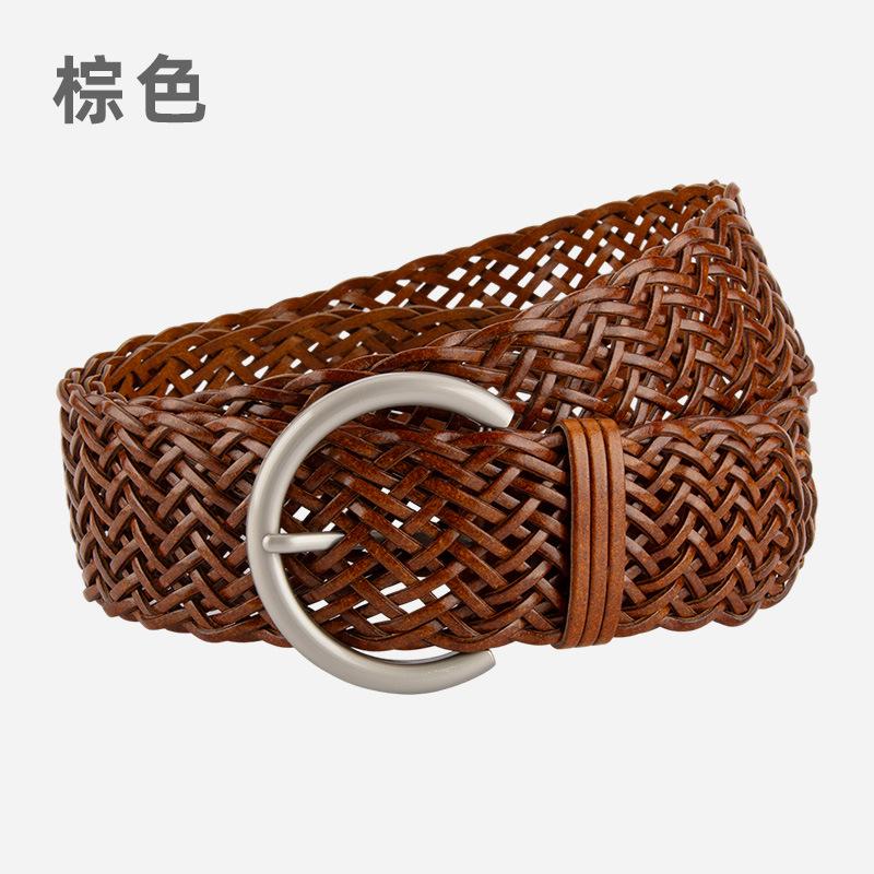 Women'S Ethnic Style Woven Wide Belt Dress Accessories Retro Belt Women