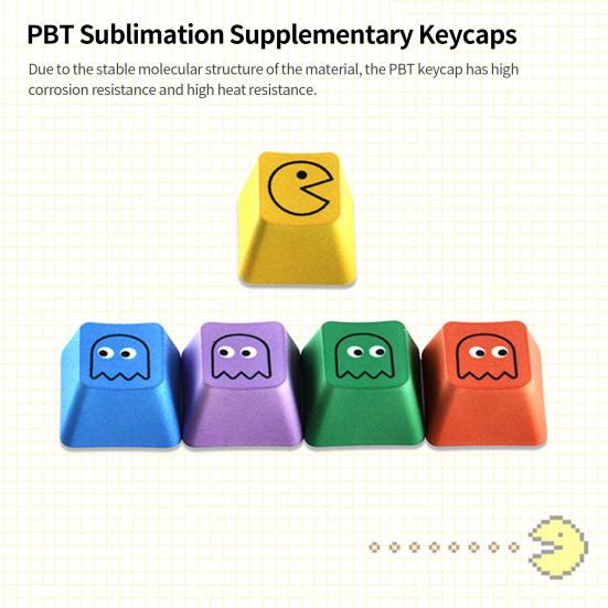 5Pcs Keycaps Comfortable Non-fading Indeformable Replacement Wear-resistant Ergonomic PBT Gaming Keyboard Key Cap